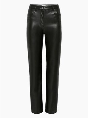 Aritzia Melina Black Straight-Leg Faux Leather Pants